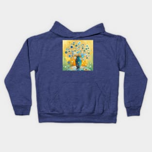 Blue Fantasy Modern Still Life Painting in a Blue Vase Kids Hoodie